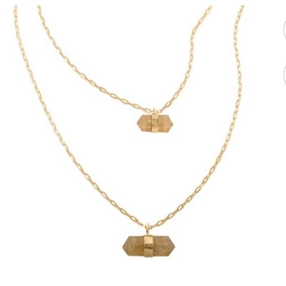 Brazilian Natural Citrine Double Layer Necklace 21-23” in Goldtone 11.50ctw - Picture 3 of 12